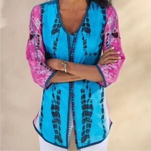 Soft Surroundings Tie Dye Curaçao Silk Tunic Size Medium